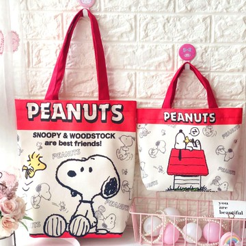 卡通童趣帆布多用途 便當袋/午餐提包/購物袋-兩件組【優貝選】