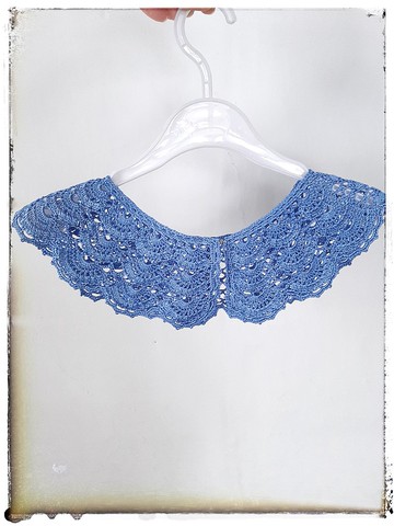 鏤空藍色領飾 寬蕾絲造型可拆卸領飾 適合女士