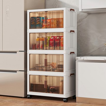 【AOTTO】70面寬雙開門四層磁吸折疊收納櫃(AC-070BK)