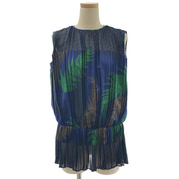 sacai  植物印花褶皺上衣 | 1 碼 | 海軍藍黑色綠色 | 女款