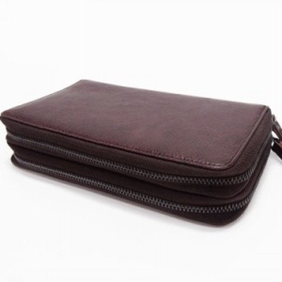 ラージ長財布◆オーガナイザー◆ワイン◆　クラッチバッグ　ラウンドファスナー　２ルーム仕様　フェイクレザー　W112-WN