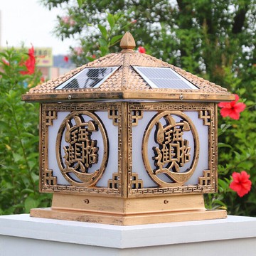 太陽能柱頭燈戶外防水庭院燈家用門柱圍墻燈花園別墅室外大門燈