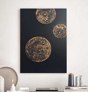 紋理黑金牆飾 | 紋理黑金畫 | 抽象行星 2