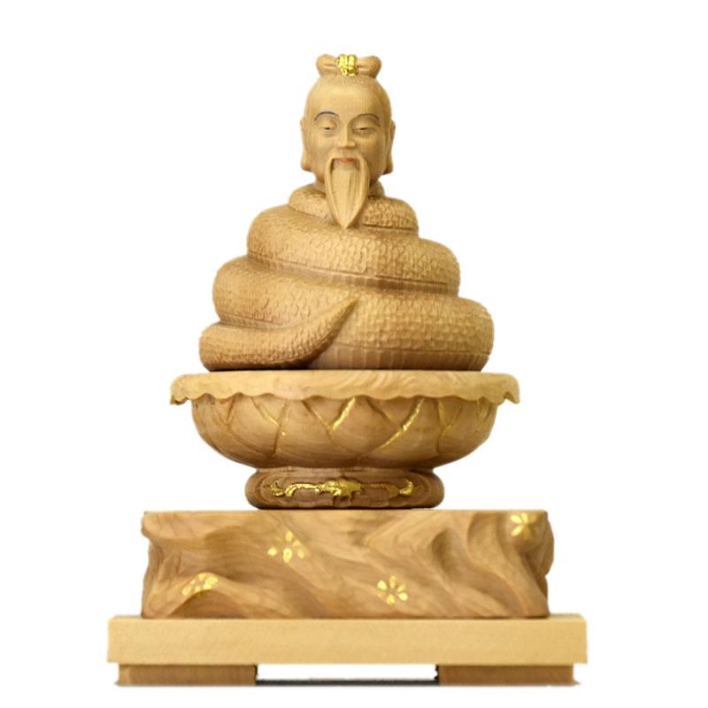 木彫り神像 仏像　小仏　柘植　金泥　総高8.5cm