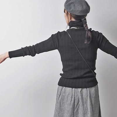 ニットソー ナル naru ランダムリブ タートルネック 長袖ニット ボトルネック ハイネック レディース セーター おしゃれ ニットソー ナル naru ランダムリブ タートルネック 長袖 ニット