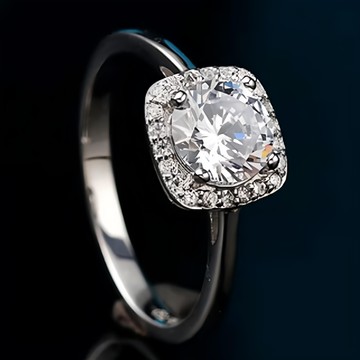 CF Diamond 女戒 莫桑鑽 經典方鑽 1克拉 D色 FL淨度 3EX切工 S925純銀  銀色