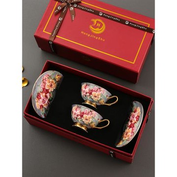 紅景樹金枝玉葉咖啡杯子高檔精致下午茶茶具套裝情侶對杯新婚禮物