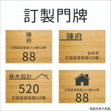 巷木設計 門牌 90*130*3mm 竹木 原木 客製 豪宅 別墅 大樓 信箱