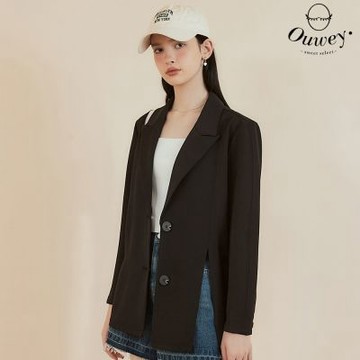 OUWEY歐薇 單肩挖空開衩西裝外套(黑色；S-L)3241234705