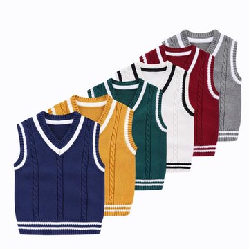 兒童春秋純棉針織背心毛線衣寶寶保暖馬甲男童坎肩毛衣女童針織衫