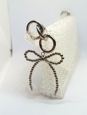 銀色蝴蝶結鑰匙圈適合包包和鑰匙