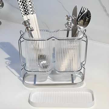 Living Gonggam Holmes-mi 瀝水餐具筒 餐具收納架 銀白色  1個