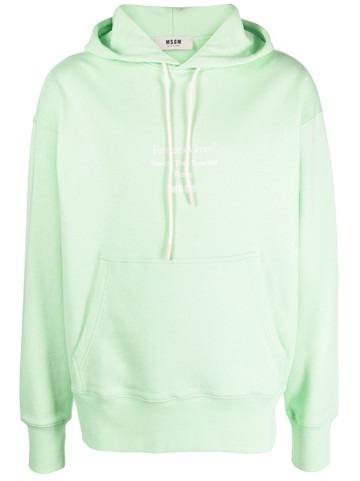 MSGM - graphic-print organic-cotton hoodie - unisex - Organic Cotton - L - Green