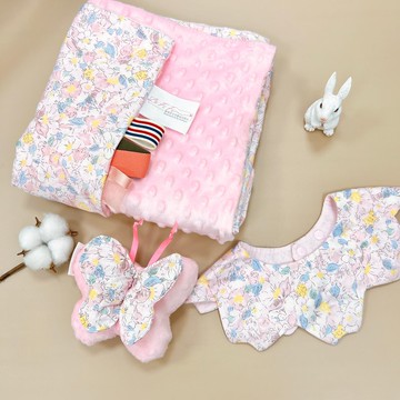 彌月禮盒 櫻蝶飛舞荳荳被款 贈送禮品包裝與獨家設計提袋