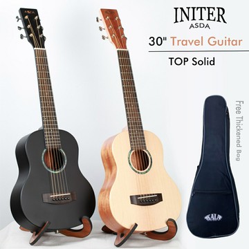 Initer adsa 30 英寸 Topsolid 旅行吉他雲杉實木小吉他帶免費配件套裝