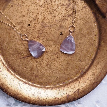 棕色巧克力月光石 大顆 14KGF 超閃刻面 天然石 手工項鍊