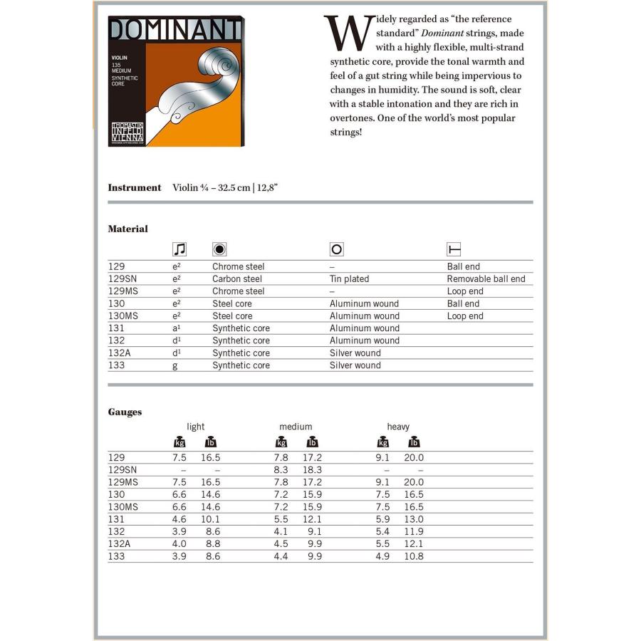 Dominant ドミナント 4バイオリン弦