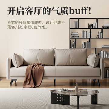 公司貨保固 開發票 小戶型沙發 簡易沙發 德致DORLZEAY皮藝沙發小戶型奶油風家用柔沙色三人位直排沙發意式 快速出貨