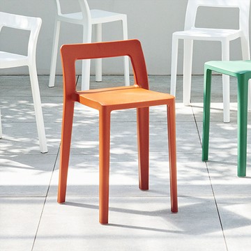 日本岩谷 ENOTS 日製輕量一體成形短背椅凳-座高40.5cm-多色 - 赤陶