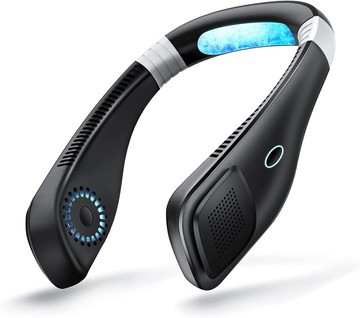 【日本代購】【快速冷卻頸部風扇】掛脖風扇無翅頸部冷卻器便攜式風扇USB充電式強力物理冷卻風量3檔調節2600mAh大容量電池長時間使用郊遊觀看體育比賽戶外防中暑禮物敬老日禮品父親節(黑色)