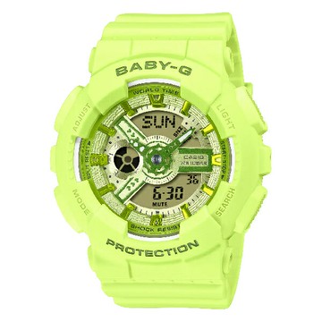 CASIO卡西歐 BA-110系列 BA-110YK-3A Y2K齒輪時針雙顯錶 綠 43.4 mm ｜樂天全館特惠中★指定刷卡回饋10%