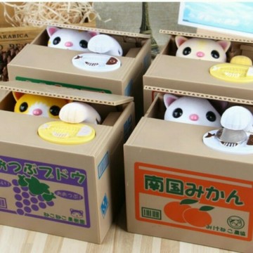 偷錢貓存錢筒【遊戲家】日式超可愛偷錢貓存錢筒 紙箱動物偷錢存錢筒 (不挑款出貨)