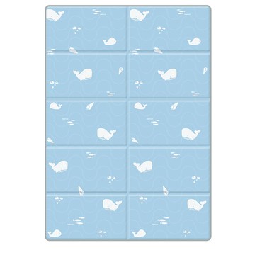 韓國 sobble - Sobble 無毒折疊地墊-童趣鯨魚-清新藍 (200x140 厚度 1.1(CM))