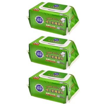 安安 成人柔護濕巾 含蘆薈精華 超大片超厚  1入  3包