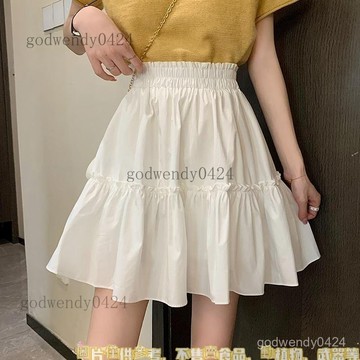 半身裙女2021夏季新款防走光短裙蓬蓬裙高腰A字百褶裙顯瘦糕裙 甜美 澎澎裙 A字裙 層次 高腰 荷葉邊 半身裙蓬蓬裙