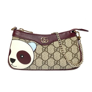 【GUCCI 古馳】818763 新款帆布系列熊貓細節手提/肩背包(棕色)