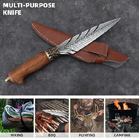 Veisky Professional Sharp Feather Boning Knives Handmade High Carbon Steel Kitchen Chef Cleaver Knife with Sheath for Outdoor Camping BBQ (5.5 inch)