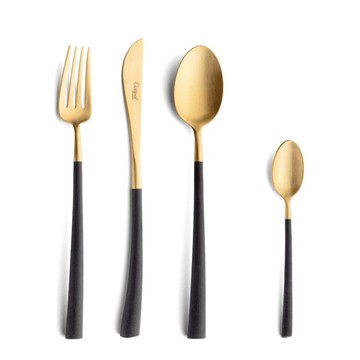 NOOR系列-黑金霧面不銹鋼-主餐刀叉匙咖啡匙-4件組