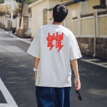 斷碼特價2025重磅美式t恤男士寬松上衣港風短袖休閑體恤衫潮牌