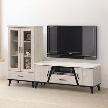 MUNA家居   麥利雅白橡色6尺L櫃/電視櫃+中櫃/608+619    180.9X43X121cm