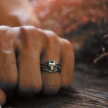 Odin狼Valknut维京人戒指纯银制成925摩托车风格