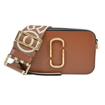 MARC JACOBS SNAPSHOT 防刮撞色雙層斜背/相機包-棕