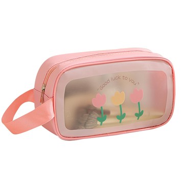 【B&B幸福雜貨】PVC防水盥洗包-粉花花小號 CF9034A06-02