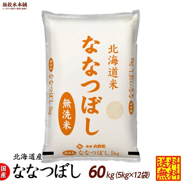 ななつぼし 60kg(5kg×12袋) 北海道 選べる 白米 無洗米 令和5年産 単一原料米 ＼セール／
