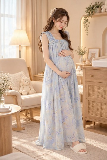 碎花連身裙，長版單一尺寸，孕婦裝。