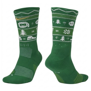 NIKE 耐吉 U NK ELT CREW-XMAS 中筒襪 SX7866312 1雙  M  綠白色