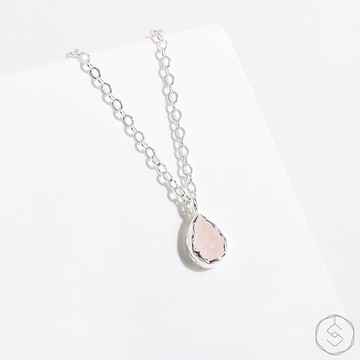 繆思MUSE | 粉水晶 S925純銀 | 純銀水滴項鍊