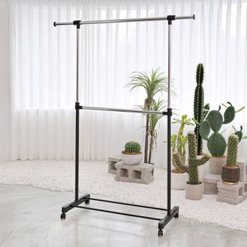 【H&R安室家】台製單桿雙層曬衣架 曬衣桿 掛衣架 HG61E