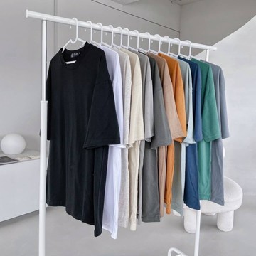 【PAGANS STORE】韓國 12色 寬鬆 落肩 20支 純棉 素面 五分袖 短袖 短Tee (18 color)