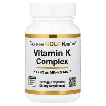 California Gold Nutrition, 維生素 K 複合物，120 微克，60 粒素食膠囊
