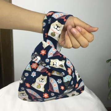 日式和風套結布袋手挽手腕包遛彎散步手機鑰匙零錢包手提手拎袋