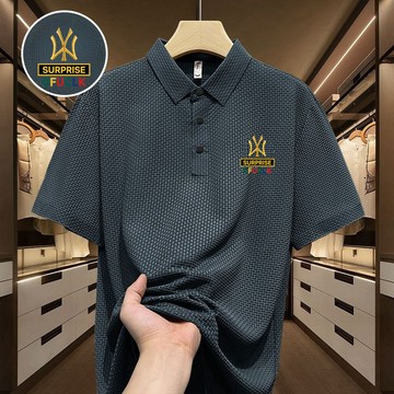 【清涼百搭】夏季桑蠶絲網眼冰絲短袖T恤男襯衫領純色保羅polo衫男衣服 男短袖POLO衫 涼感衣 涼感透氣 圓領休閒上衣
