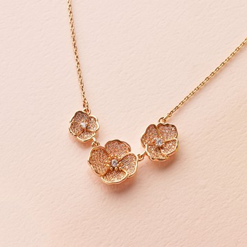 SOIRÉE BY N.Y. 蒔華芮︱璀璨瑰麗花鑽項鍊(玫瑰金/三朵/兩色)