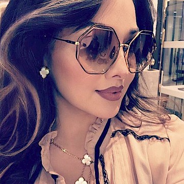 CHLOE造型太陽眼鏡 六角框 (琥珀+金色) 六角框