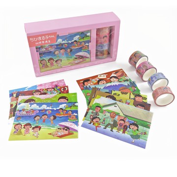 Miravivi 紙膠帶禮盒 套裝 和紙膠帶x4 和紙貼紙x9 寬2.5cm/1.8cm 長度約500cm  櫻桃小丸子  1盒