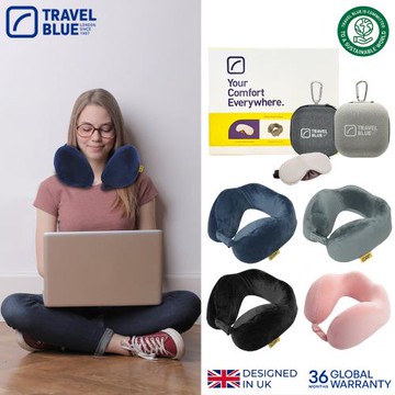 【Travel Blue 藍旅】極致禮盒組(內含寧靜頸枕、頸枕收納盒 、豪華眼罩、禮盒)